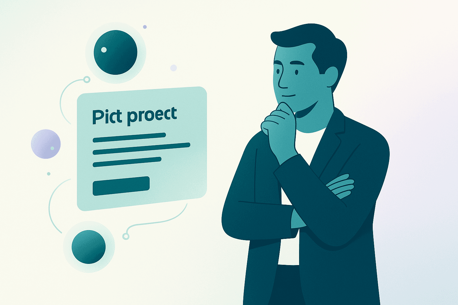 Ilustracion de un pequeno negocio evaluando un proyecto piloto de IA